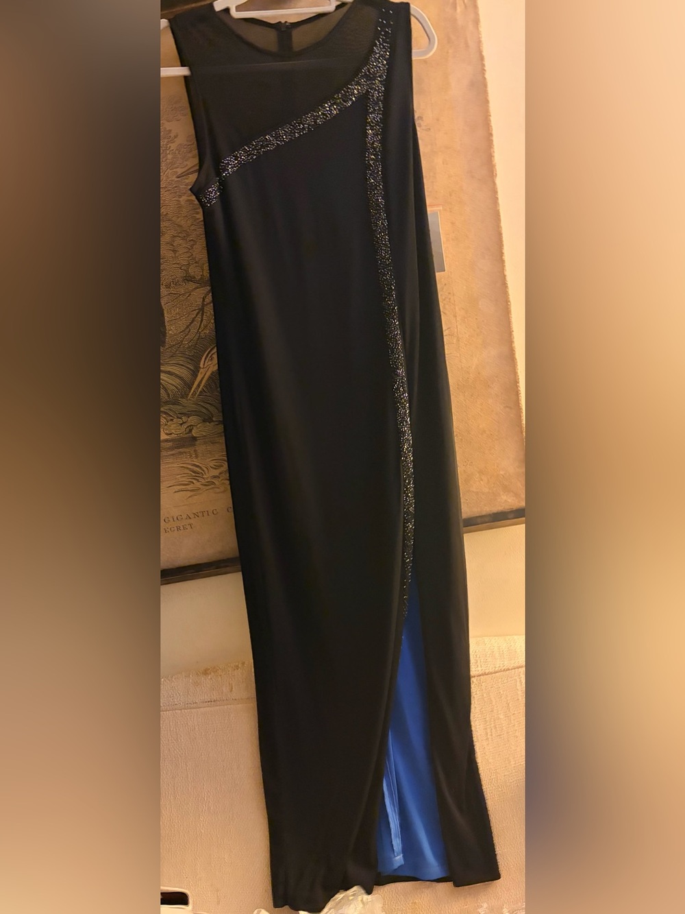 * New Cornelia By Day Elegant Black Mesh & Embellished Maxi Dress Gown SZ 10 *